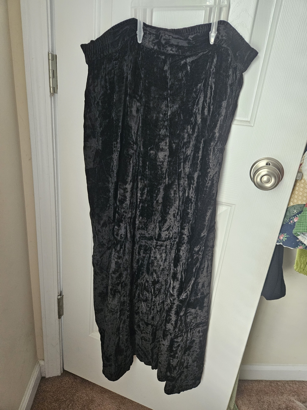 Black Crushed Velvet Maxi Skirt